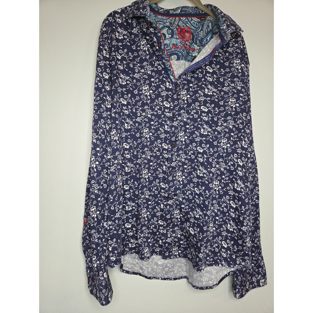 Au Noir Men's Long‎ Sleeve Button Down Shirt Blue,  Size 1XL